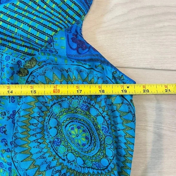 Scarlett Paisley Patchwork Maxi Dress Button Front Sleeveless Blue Size 14 - Picture 6 of 8